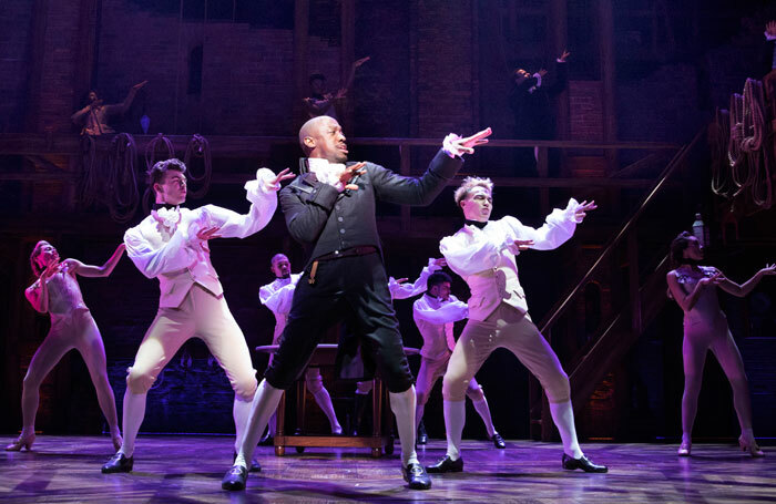 Giles Terera and other members of the West End cast of Hamilton. Photo: Matthew Murphy