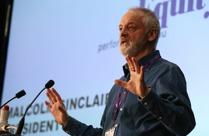 Malcolm Sinclair, Equity president, speaking at Equity's annual representative conference 2015. Photo: Phil Adams