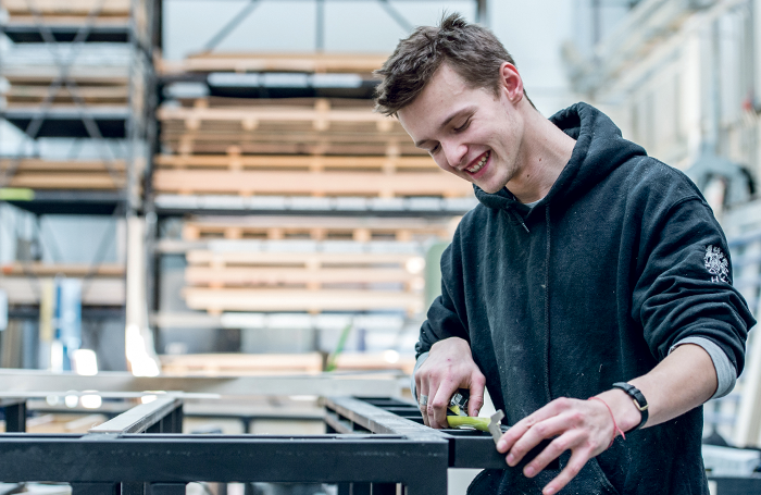 Flynn Clark, carpentry apprentice, Royal Opera House. Photo: Sim Canetty-Clarke