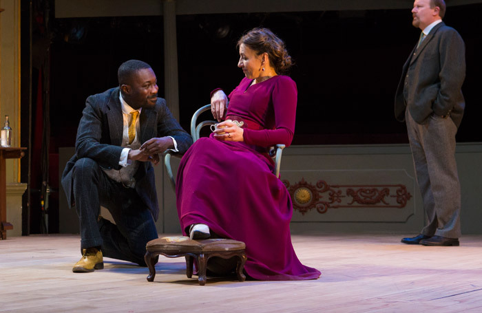 Kirsty Bushell and Jude Owusu in The Cherry Orchard at Bristol Old Vic. Photo: Jon Rowley