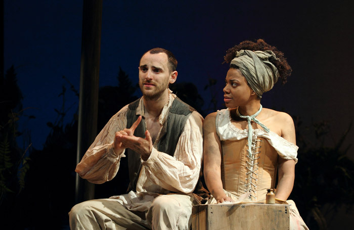 Tom Dawze and Sapphire Joy in Our Country's Good at Nottingham Playhouse. Photo: Catherine Ashmore