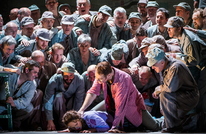 Eva-Maria Westbroek and Brandon Jovanovich in Lady Macbeth of Mtsensk at Royal Opera House, London. Photo: Tristram Kenton