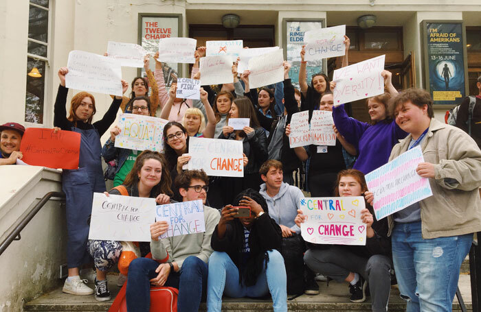 About 250 students and staff walked out of Central  in protest on May 11