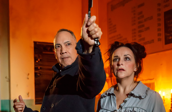 Thom Sesma and Sall Ann Triplett in Sweeney Todd at Barrow Street Theatre. Photo: Joan Marcus