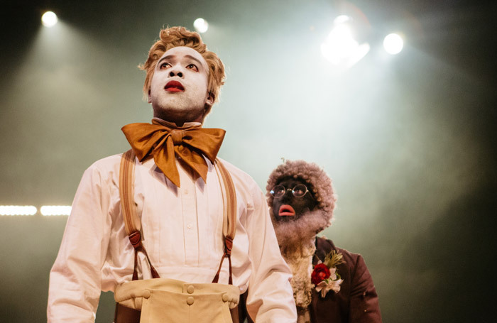 Ken Nwosu and Alistair Toovey in An Octoroon at National Theatre, London. Photo: Helen Murray