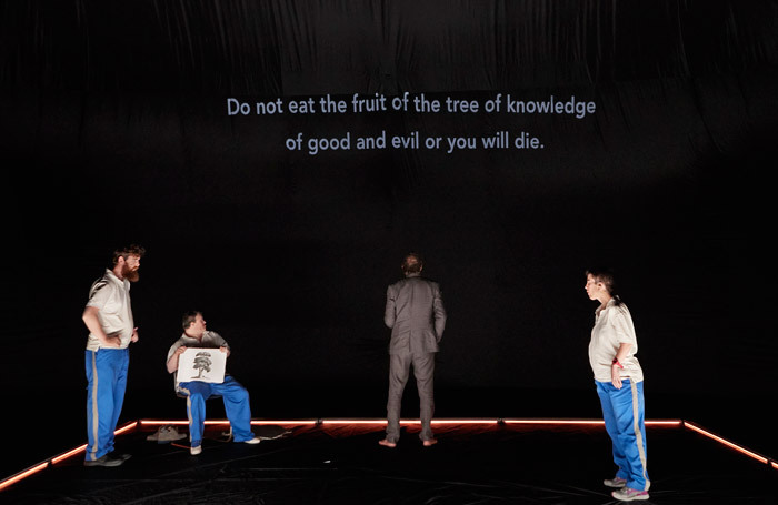 The cast of Lady Eats Apple at Barbican Theatre, London. Photo: Jeff Busby