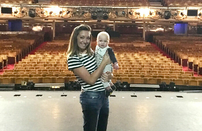 Charlene Ford with her son, Jenson. The actor has returned to 42nd Street in the West End's first job share