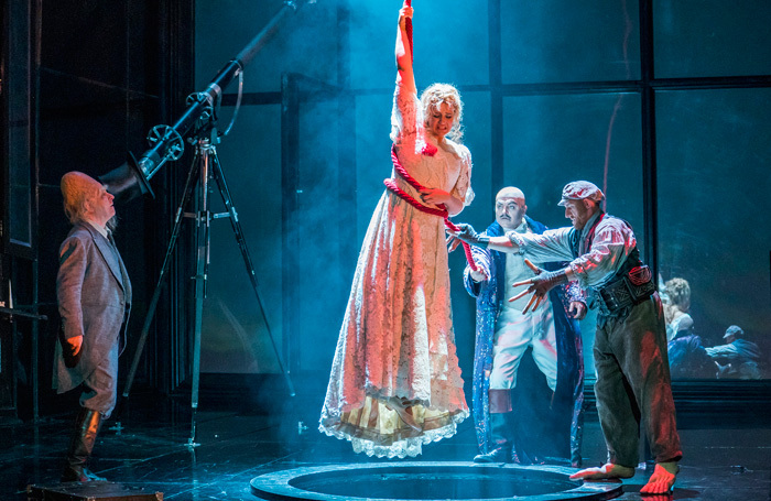 Brindley Sherratt, Lise Davidsen, Markus Eiche and Gunther Groissbock in Das Rheingold at Royal Opera House, London. Photo: Tristram Kenton