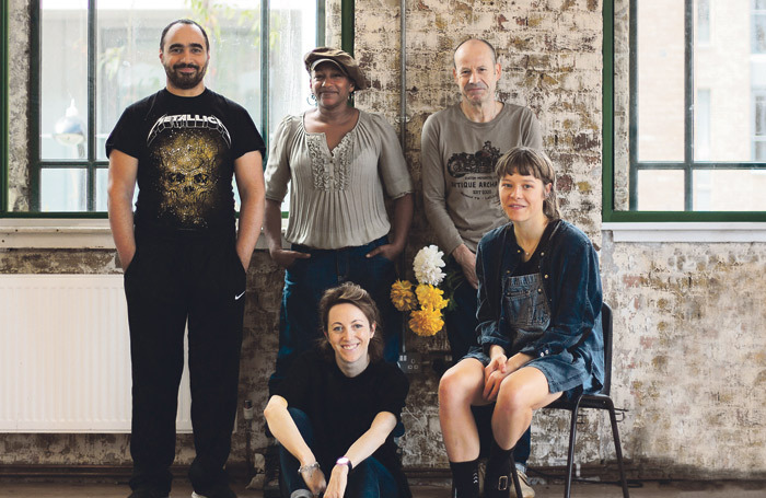 The cast of Mrs Dalloway, from left: Guy Rhys, Clare Perkins, Sean Jackson, Emma D'Arcy and Clare Lawrence Moody (front). Photo: Darren Siah