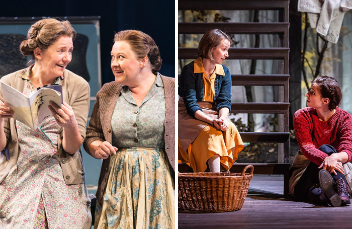 Clare Burt and Claire Machin in Flowers for Mrs Harris/Bryony Hannah and Heida Reed in Foxfinder. Photos: Johan Persson/Pamela Raith