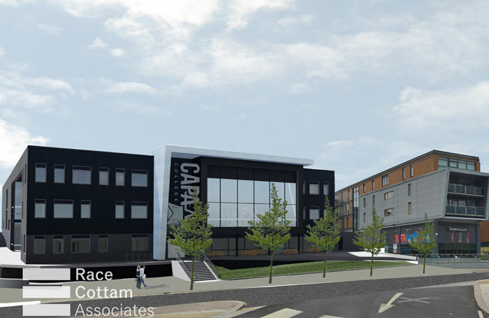 Artist's impression of the entrance view to the proposed CAPA College building