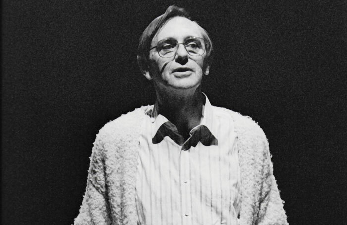 John Harrison addressing the audience on the last night of the old Leeds Playhouse in 1989