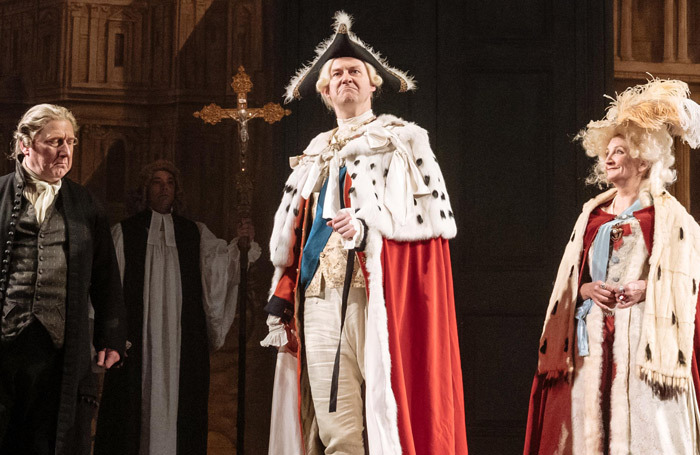 Mark Gatiss (centre) in The Madness of George III at Nottingham Playhouse. Photo: Manuel Harlan