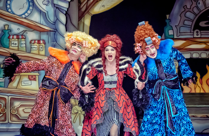 Chris Chilton, Brandi Himmelreich and Chris Hannon in Cinderella at Theatre Royal Wakefield.  Photo: Robling Photography