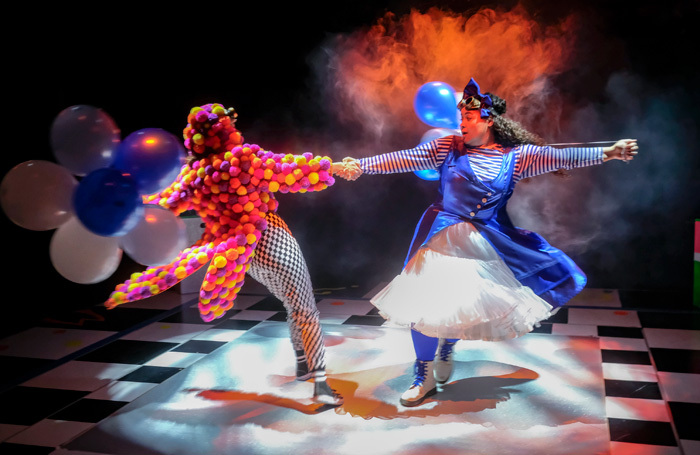 Josie Dunn and Ebony Jonelle in Alice and Wonderland at Stephen Joseph Theatre. Photo: Tony Bartholomew