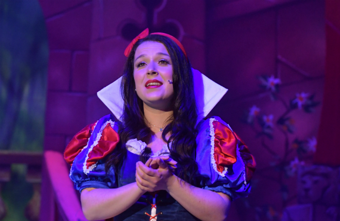 Dani Harmer as Snow White in Snow White and the Seven Dwarfs at Anvil Arts, Basingstoke. Photo:  Sean Dillow.