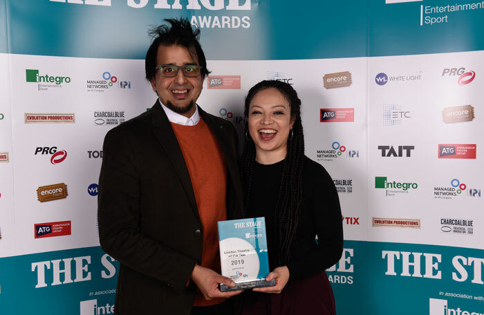 Outgoing artistic director of the Bush Madani Younis and his successor Lynette Linton. Photo: Alex Brenner