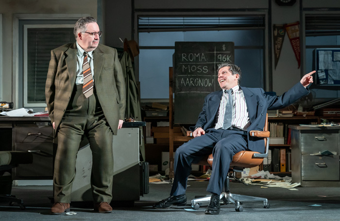 Mark Benton and Nigel Harman in Glengarry Glen Ross at New Alexandra Theatre, Birmingham. Photo: Marc Brenner