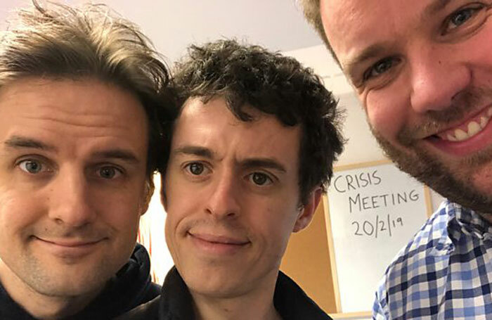 The Play That Goes Wrong creators Henry Shields, Jonathan Sayer and Henry Lewis