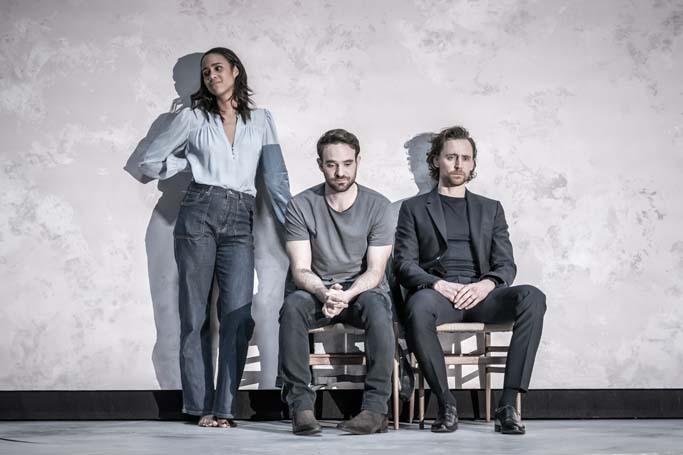 Zawe Ashton, Charlie Cox and Tom Hiddleston in Betrayal at the Harold Pinter Theatre, London. Photo: Marc Brenner