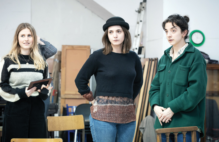 Ria Zmitrowicz, Pearl Chanda and Patsy Ferran in rehearsals for Three Sisters. Photo: Marc Brenner