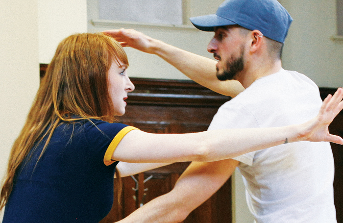 Michelle Fox and Nima Taleghani in rehearsals for Armadillo at the Yard. Photo: Alex Krook