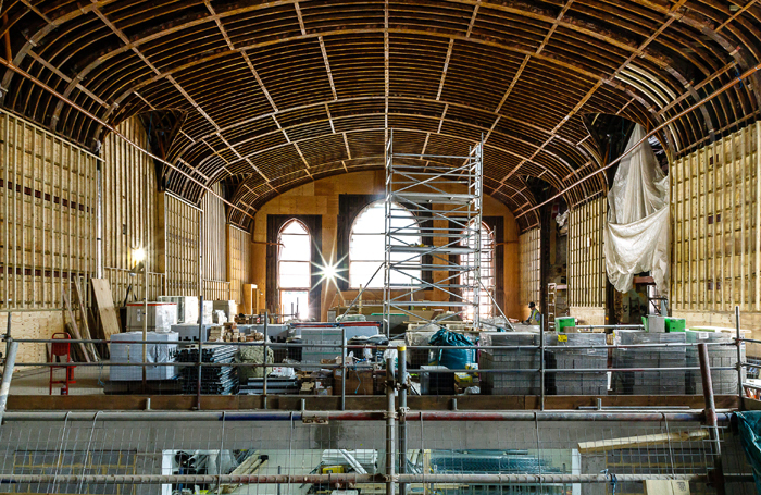 Work being done inside the Brighton Dome Corn Exchange