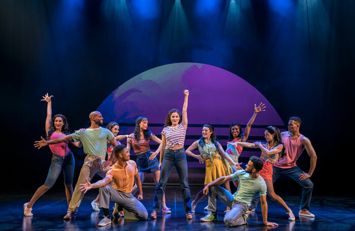 Christie Prades and the company in On Your Feet!, choreographed by Sergio Trujillo, at London Coliseum. Photo: Johan Persson