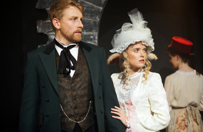 Tom Fyans and Jazz Sanders in After Dark; Or, a Drama of London Life at Finborough Theatre, London. Photo: Sheila Burnett