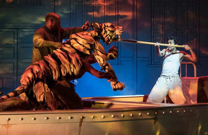 Owain Gwynn and Hiran Abeysekera in Life of Pi at Crucible Theatre, Sheffield. Photo: Johan Persson