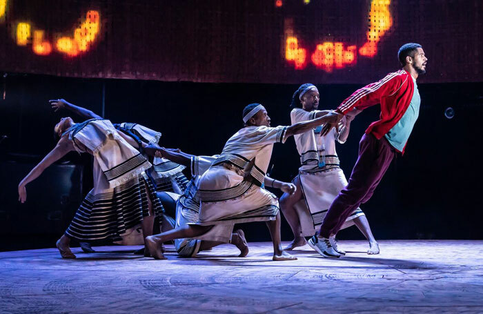 Alfred Enoch and the company of Tree at Manchester International Festival. The play was the subject of a recent row over its authorship. Photo: Marc Brenner