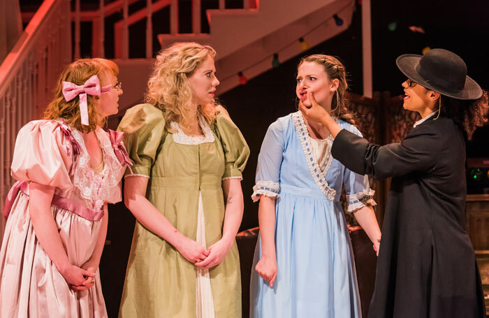 Tori Burgess, Meghan Taylor, Christina Gordon and Felixe Forde in Pride and Prejudice* *(Sort Of) at Bristol Old Vic. Photo: Mihaela Bodlovic