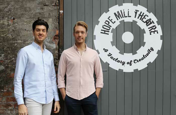 Joseph Houston (left) and William Whelton outside partner venue Hope Mill Theatre. Photo: Shay Rowan