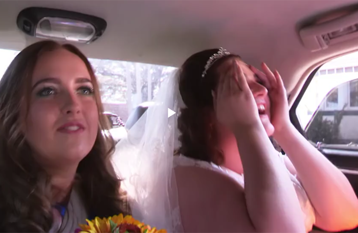 Bride Kayleigh sees the funny side of her disaster-themed wedding