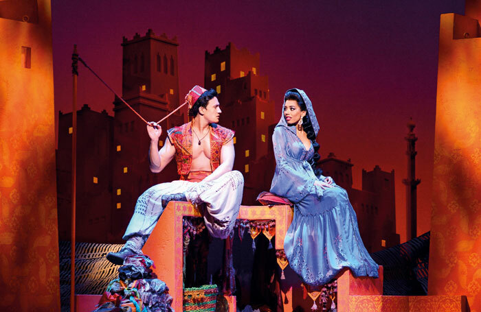 Dean-John Wilson and Jade Ewen in Disney's Aladdin at the Prince Edward Theatre. Photo: Deen van Meer