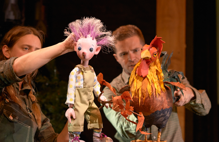 The cast of The Pixie and the Pudding at Little Angel Theatre, London