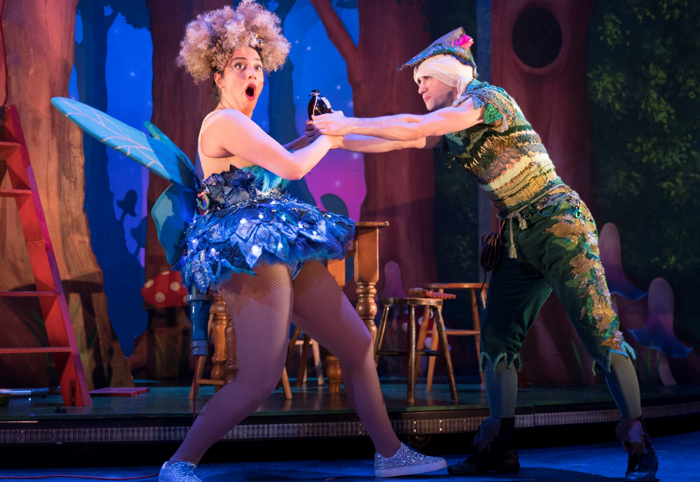 Phoebe Ellabani and Ciaran Kellgren in Peter Pan Goes Wrong. Photo: Alastair Muir