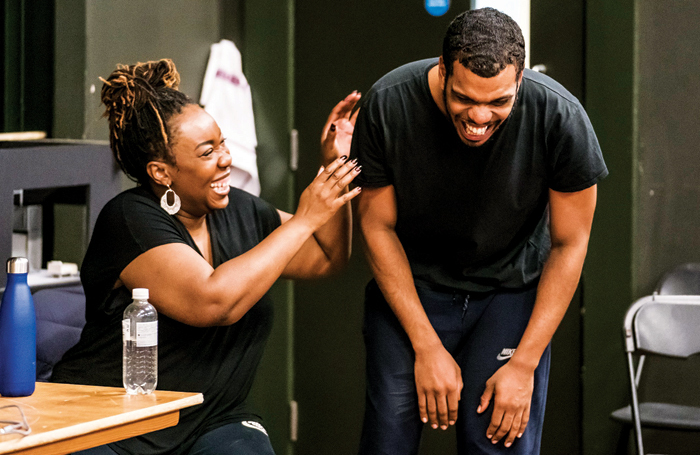 Chizzy Akudolu and Caleb Roberts in rehearsal s for I Think We're Alone. Photo: Tristram Kenton