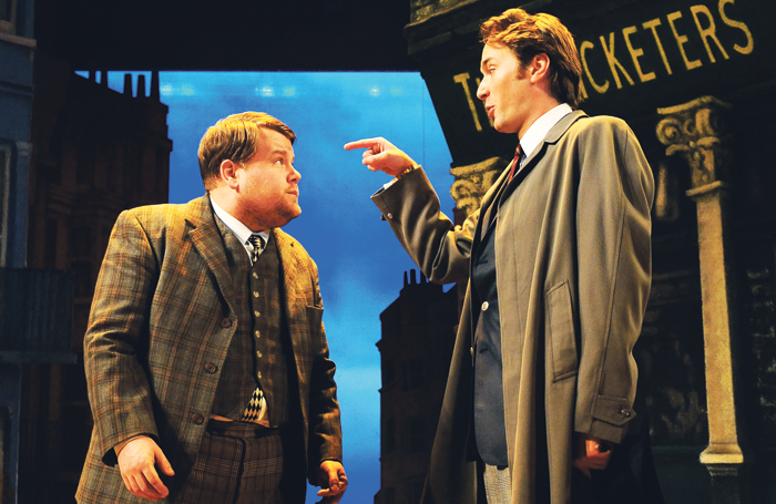 James Corden and Oliver Chris in One Man Two Guvnors at the Lyttelton, National Theatre in 2018. Photo: Tristram Kenton