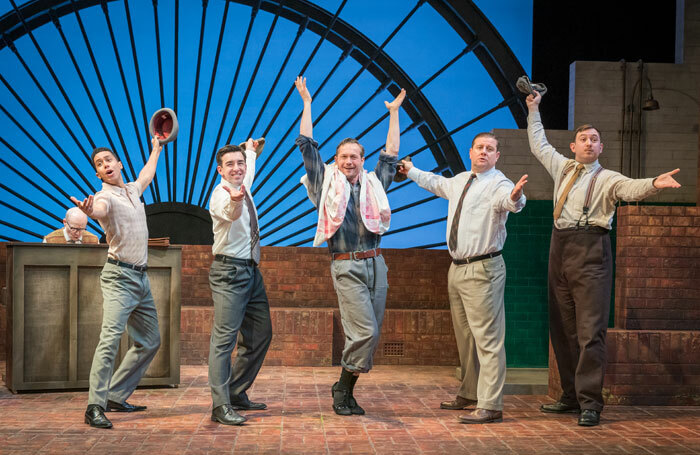 Eamonn Riley, Linford Johnson, Joshua Hayes, Bill Ward, Kai Owen and Robert Jackson in The Glee Club. Photo: Marc Brenner