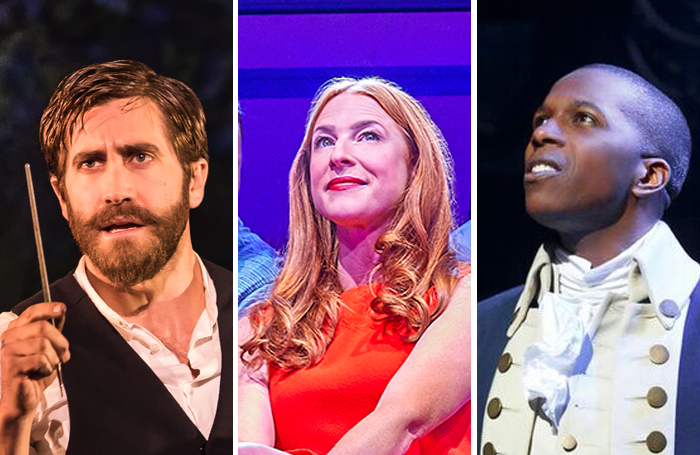 Jake Gyllenhaal in Sunday in the Park with George, Rosalie Craig in Company and Leslie Odom Jr in Hamilton. Photos: Brinkhoff/Mogenburg and Matthew Murphy