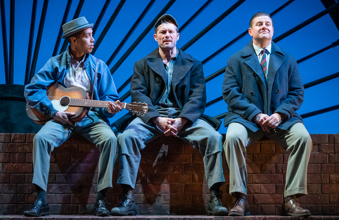 Linford Johnson, Bill Ward and Kai Owen in The Glee Club, which has had the remainder of its UK tour cancelled. Photo: Marc Brenner