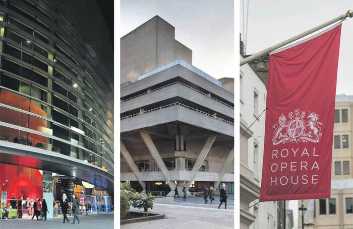 Curve in Leicester (photo: Iain Jaques), National Theatre (photo: Philip Vile) and the Royal Opera House (photo: David Monteith-Hodge)