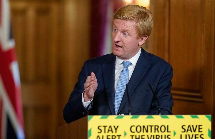 Oliver Dowden giving a coronavirus briefing in May. Photo: Andrew Parsons/No 10 Downing St