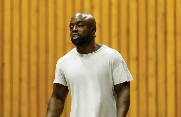 Michael Balogun in rehearsals for Death of England: Delroy. Photo: Cameron Slater