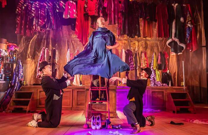 Bob Nicholson, Jeremy Bradfield and Hannah Goudie-Hunter in The Emperor's New Clothes. Photo: Pamela Raith