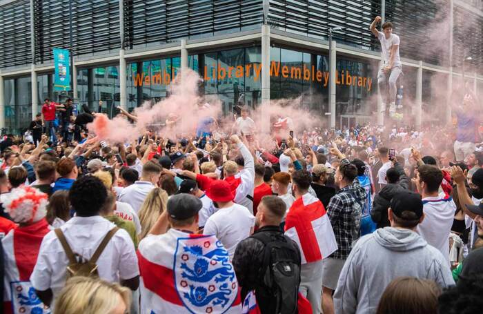 England fans prior to the UEFA Euro 2020 Final match between England and Italy at Wembley Stadium. Photo: Shutterstock