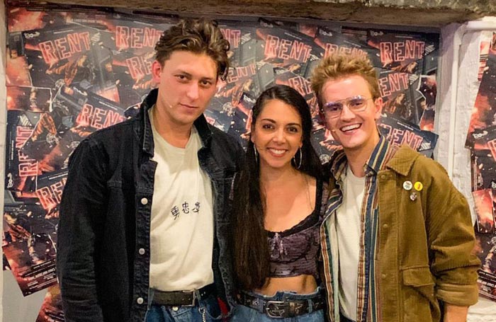 Gabriela Garcia (centre) with Rent cast members Tom Francis and Luke Bayer