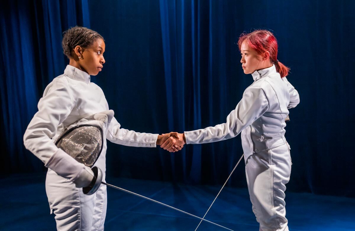 Grace Saif and Millicent Wong in Athena at the Yard Theatre, London. Photo: Tristram Kenton