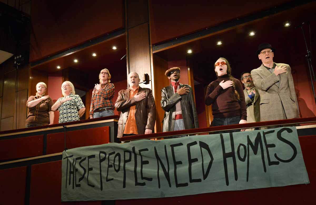 The Choir with No Name in The Ruff Tuff Cream Puff Estate Agency at Belgrade Theatre, Coventry. Photo: Robert Day